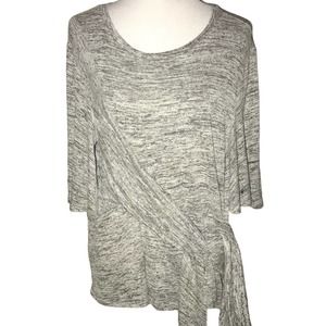 OLIVIA BLU GRAY 3/4 SLEEVE TIE FRONT LEFT SOFT CHIC TOP SIZE XL